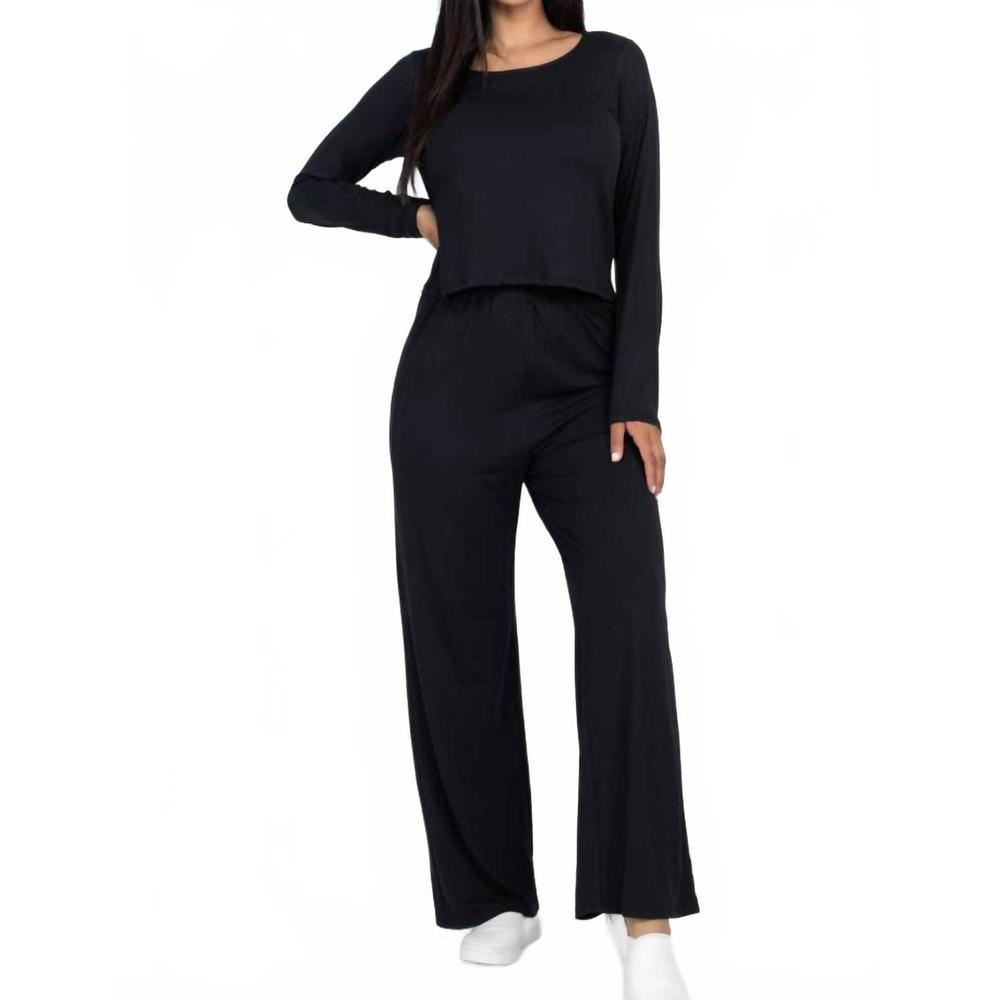 NEW CAPELLA easy wear top & pants set in black